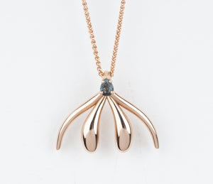 Unconquorable (Heirloom) with a deep aqua sapphire in solid 14k rose gold.